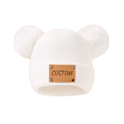 Beanie with Name Baby Warm Knitted Hats With Pom
