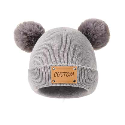 Beanie with Name Baby Warm Knitted Hats With Pom