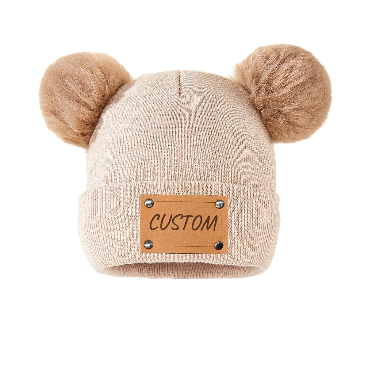 Beanie with Name Baby Warm Knitted Hats With Pom