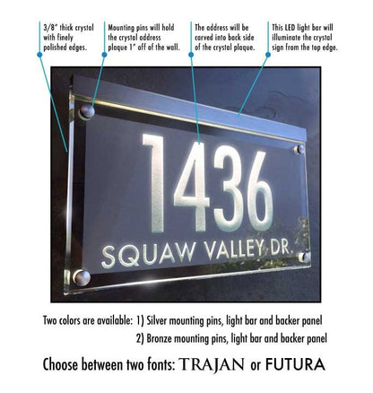 Illuminated Crystal Address Plaque! The Personalized Address Numbers Shine brilliantly!