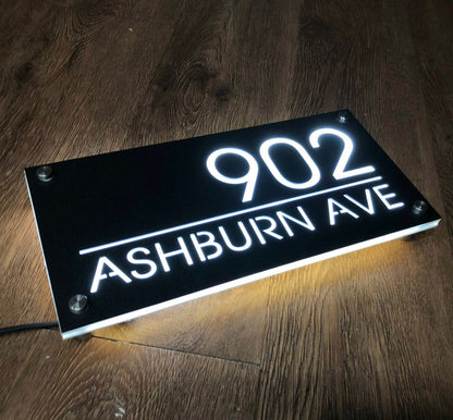 Custom House Number Sign, LED House Number, Personalized Address Plaque, Modern House Numbers, Horizontal Address Sign, Address Number