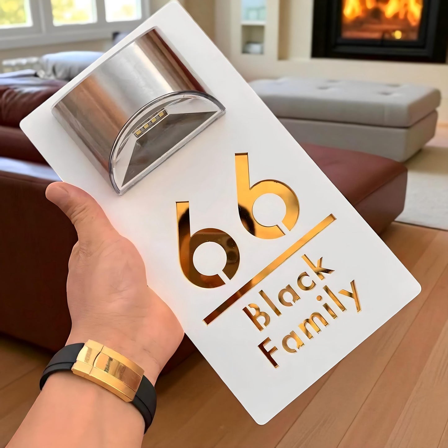 Custom Solar House Number Sign with LED Light, Personalized Outdoor Address Plaque, Weatherproof Modern Door Plate, Lighted Address Marker