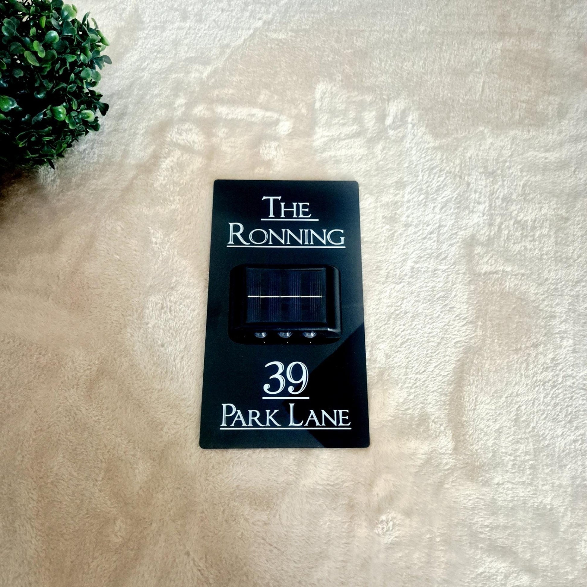 Solar Light Address Sign: Custom Acrylic House Number Plaque