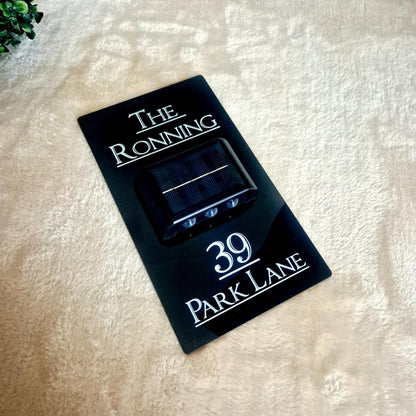 Solar Light Address Sign: Custom Acrylic House Number Plaque
