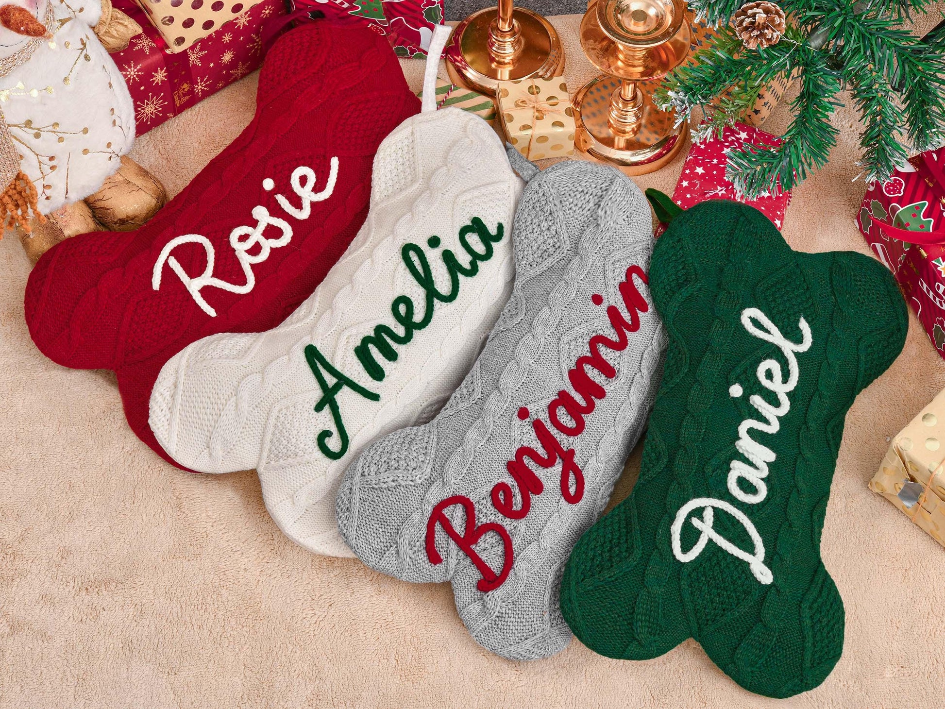 2025 Christmas Stockings Set,Christmas Family Stockings with Name,Paw Christmas Stocking Set, Holiday Stockings Gift,Holiday Gift,Xmas gift