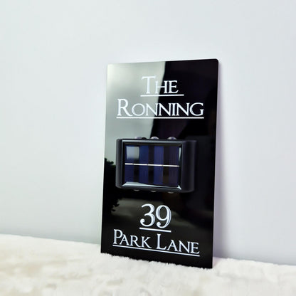 Solar Light Address Sign: Custom Acrylic House Number Plaque