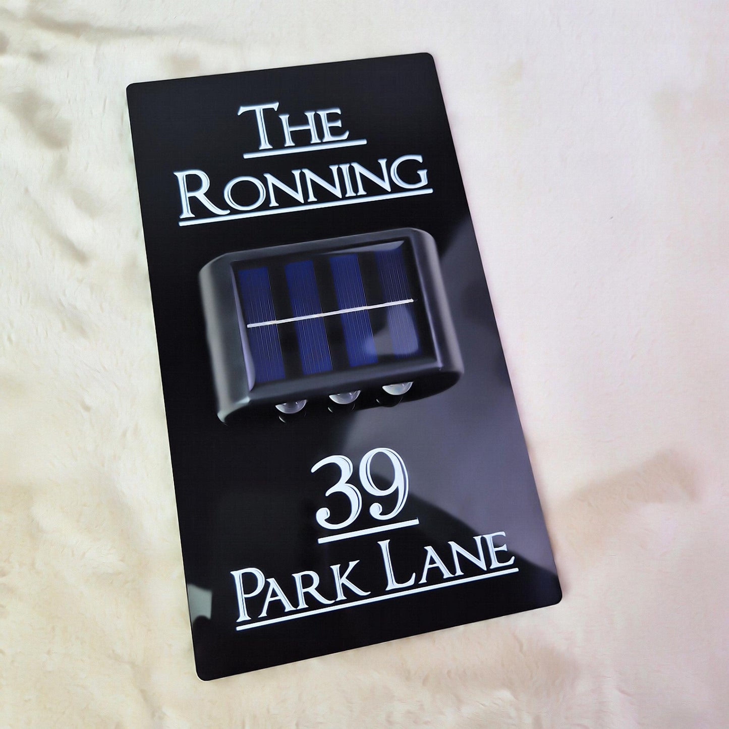 Solar Light Address Sign: Custom Acrylic House Number Plaque