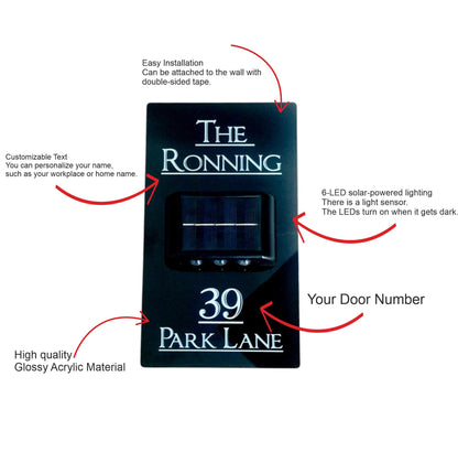 Solar Light Address Sign: Custom Acrylic House Number Plaque