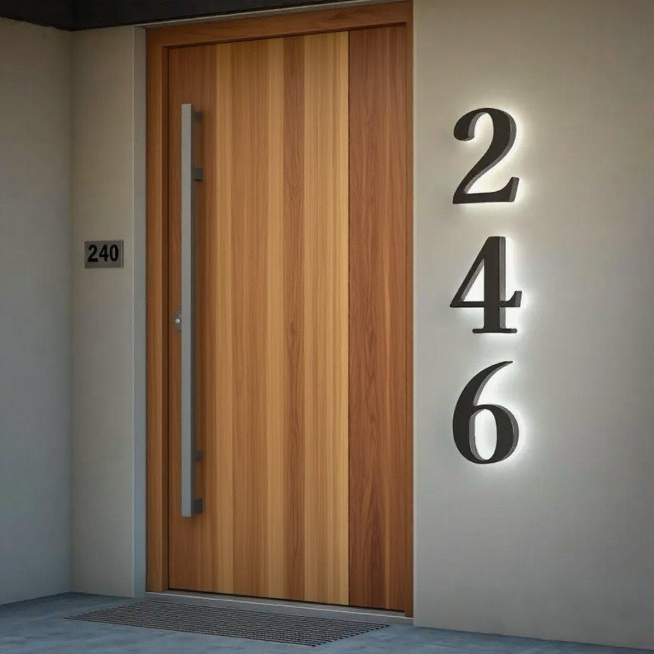 Solar Illuminated House Numbers, LED Address Sign with Night Light, Weatherproof Glowing Number Plaque, Automatic Dusk-to-Dawn Lighting