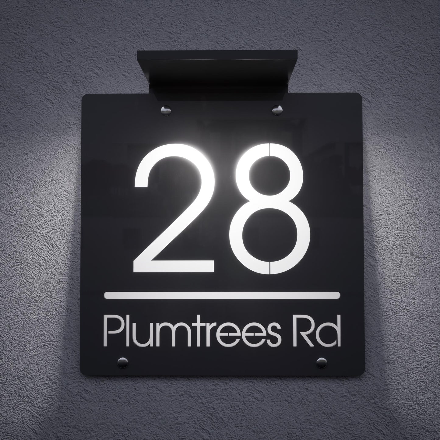 Solar LED Address Sign | Wireless Solar Powered House Numbers | No Wiring Needed Automatic Illuminated Plaque Easy Install Weatherproof Sign