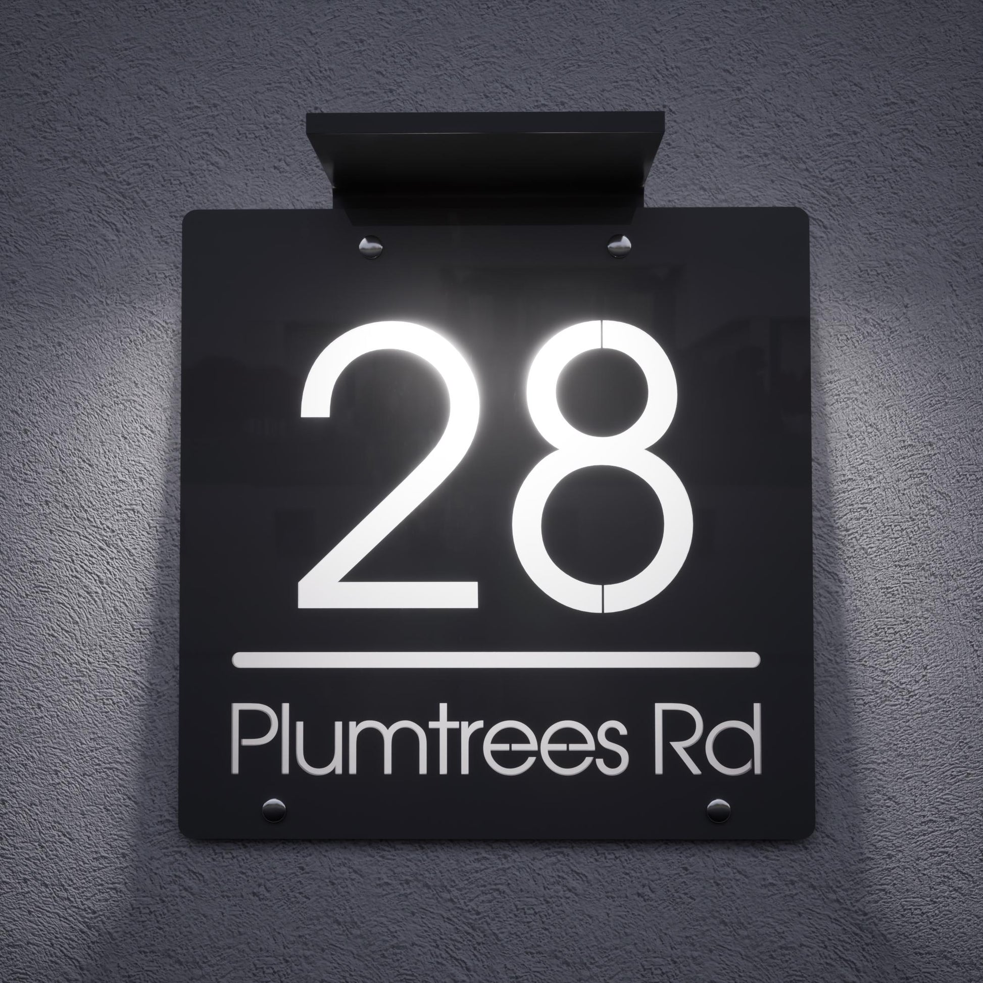 Solar LED Address Sign | Wireless Solar Powered House Numbers | No Wiring Needed Automatic Illuminated Plaque Easy Install Weatherproof Sign