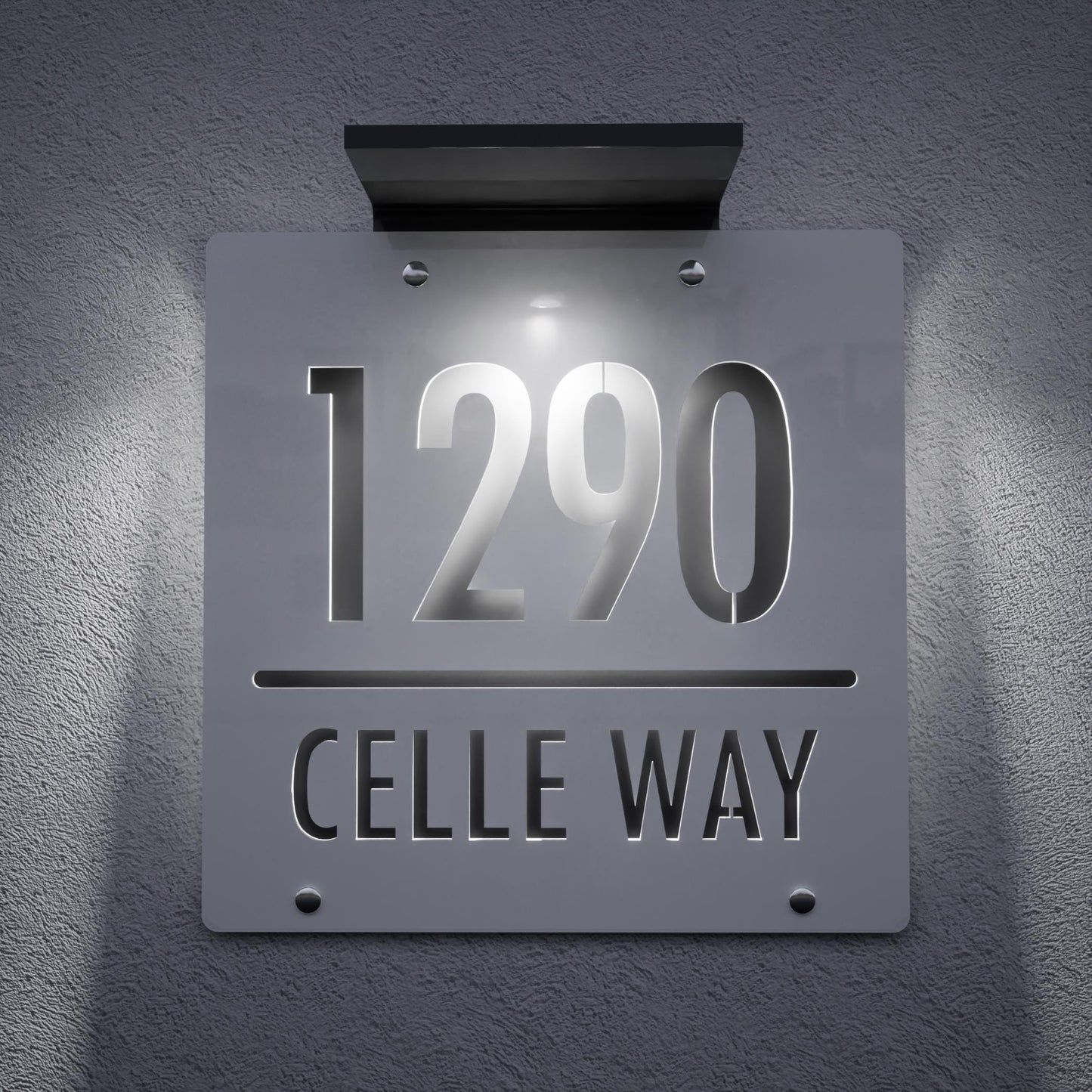 Solar LED Address Sign | Wireless Solar Powered House Numbers | No Wiring Needed Automatic Illuminated Plaque Easy Install Weatherproof Sign