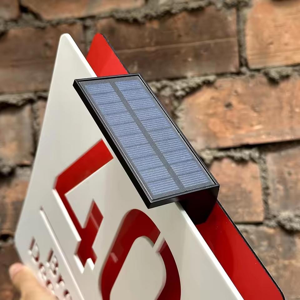 Solar LED Address Sign | Wireless Solar Powered House Numbers | No Wiring Needed Automatic Illuminated Plaque Easy Install Weatherproof Sign