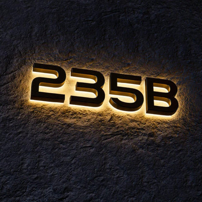 Solar Illuminated House Numbers, LED Address Sign with Night Light, Weatherproof Glowing Number Plaque, Automatic Dusk-to-Dawn Lighting