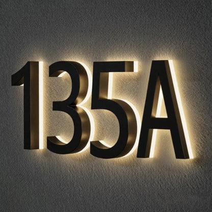 Solar Illuminated House Numbers, LED Address Sign with Night Light, Weatherproof Glowing Number Plaque, Automatic Dusk-to-Dawn Lighting