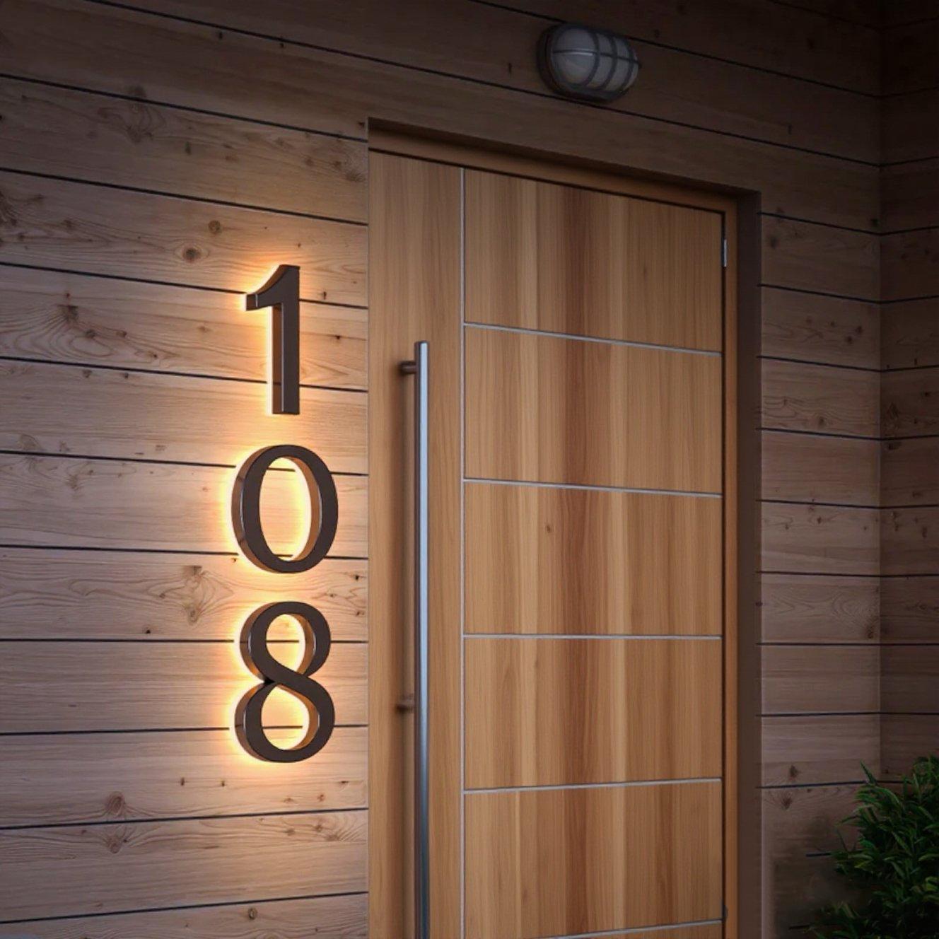 Solar Illuminated House Numbers, LED Address Sign with Night Light, Weatherproof Glowing Number Plaque, Automatic Dusk-to-Dawn Lighting