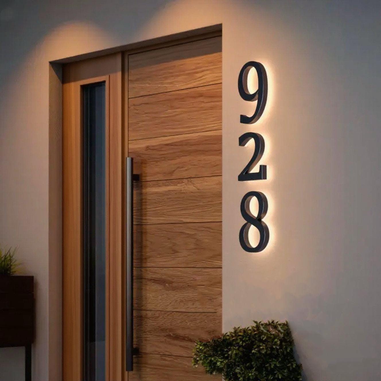 Solar Illuminated House Numbers, LED Address Sign with Night Light, Weatherproof Glowing Number Plaque, Automatic Dusk-to-Dawn Lighting