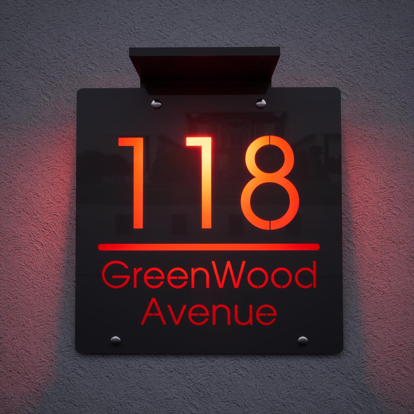 Solar LED Address Sign | Wireless Solar Powered House Numbers | No Wiring Needed Automatic Illuminated Plaque Easy Install Weatherproof Sign