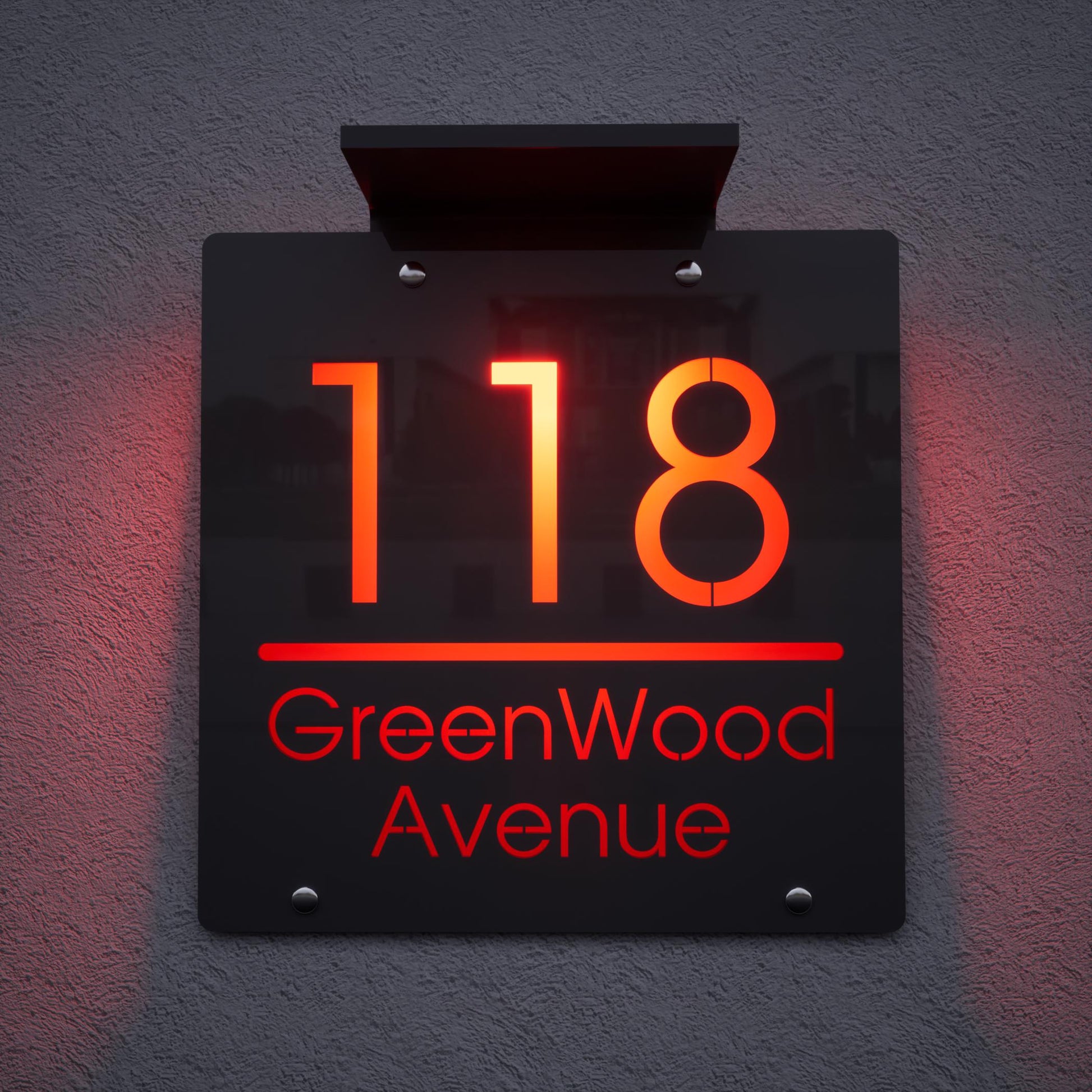 Solar LED Address Sign | Wireless Solar Powered House Numbers | No Wiring Needed Automatic Illuminated Plaque Easy Install Weatherproof Sign