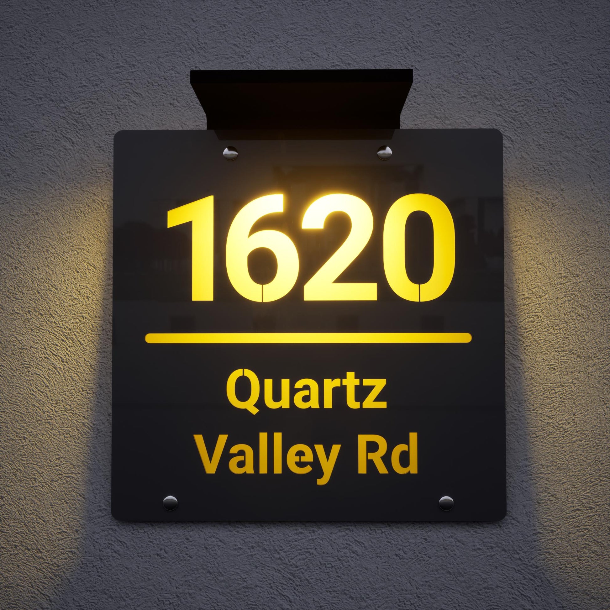 Solar LED Address Sign | Wireless Solar Powered House Numbers | No Wiring Needed Automatic Illuminated Plaque Easy Install Weatherproof Sign