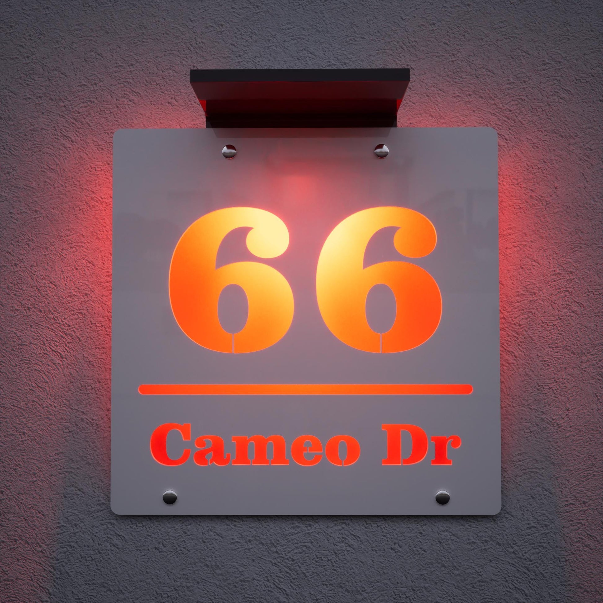 Solar LED Address Sign | Wireless Solar Powered House Numbers | No Wiring Needed Automatic Illuminated Plaque Easy Install Weatherproof Sign