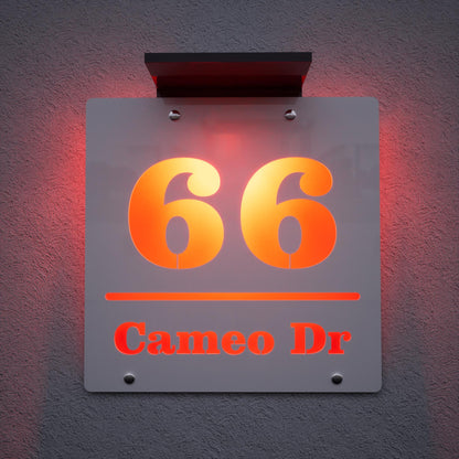 Solar LED Address Sign | Wireless Solar Powered House Numbers | No Wiring Needed Automatic Illuminated Plaque Easy Install Weatherproof Sign