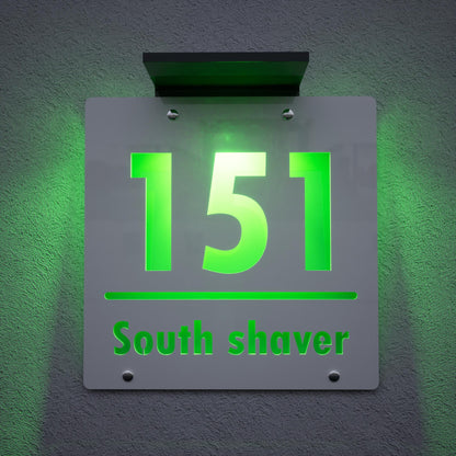 Solar LED Address Sign | Wireless Solar Powered House Numbers | No Wiring Needed Automatic Illuminated Plaque Easy Install Weatherproof Sign