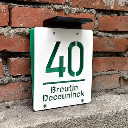 Solar LED Address Sign | Wireless Solar Powered House Numbers | No Wiring Needed Automatic Illuminated Plaque Easy Install Weatherproof Sign