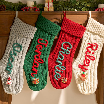 2025 Christmas Personalized Christmas Stocking - Custom Name Knit Stocking - Toddler Knit Stocking - Christmas Stocking Day