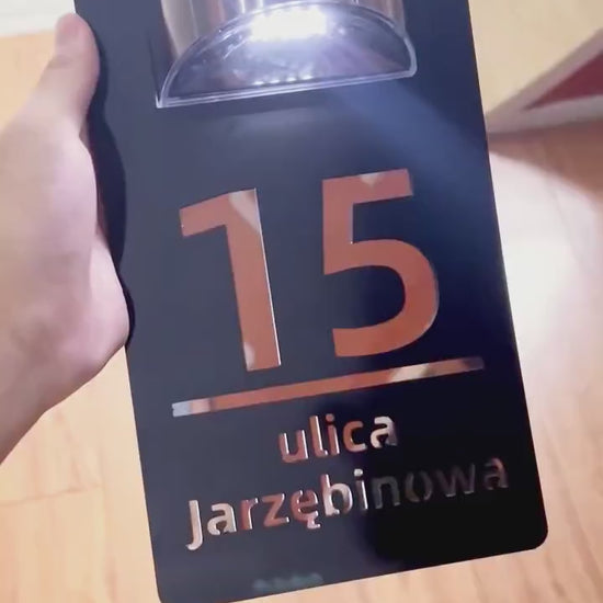 Custom Solar House Number Sign with LED Light, Personalized Outdoor Address Plaque, Weatherproof Modern Door Plate, Lighted Address Marker